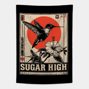 Sugar High Bird and Flower Art Print Tapestry