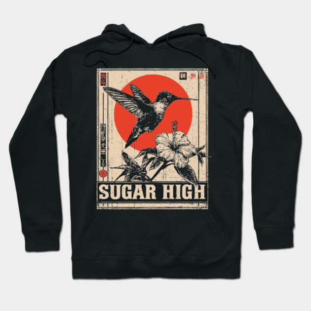 Sugar High Bird and Flower Art Print Hoodie by TuncGK