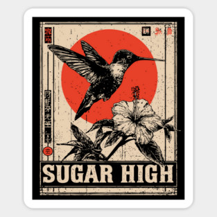 Sugar High Bird and Flower Art Print Sticker