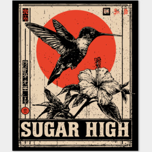 Sugar High Bird and Flower Art Print Posters and Art