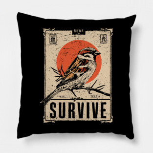 Survival Bird Brutalist Poster Pillow
