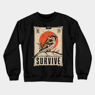 Survival Bird Brutalist Poster Crewneck Sweatshirt