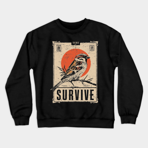 Survival Bird Brutalist Poster Crewneck Sweatshirt by TuncGK