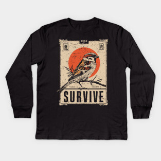 Survival Bird Brutalist Poster Kids Long Sleeve T-Shirt