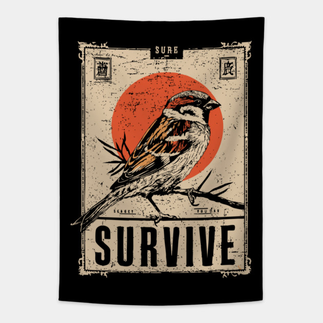 Survival Bird Brutalist Poster Tapestry by TuncGK