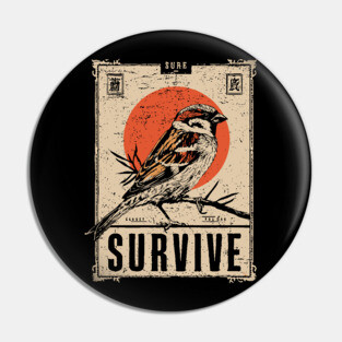 Survival Bird Brutalist Poster Pin