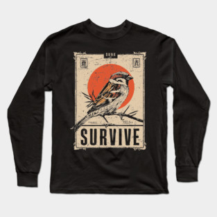 Survival Bird Brutalist Poster Long Sleeve T-Shirt