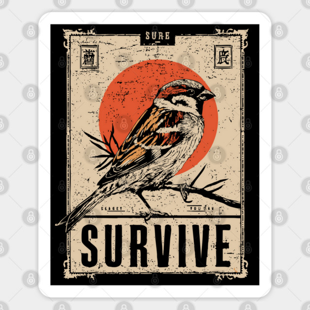 Survival Bird Brutalist Poster Sticker by TuncGK
