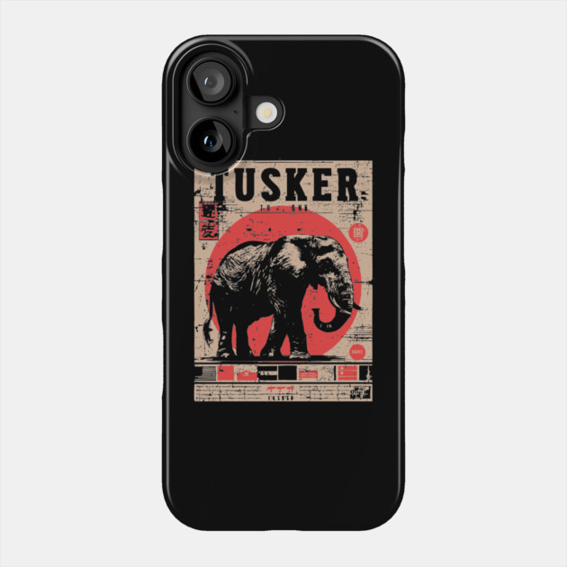 Tusker Elephant Brutalist Wildlife Art Phone Case by TuncGK