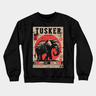 Tusker Elephant Brutalist Wildlife Art Crewneck Sweatshirt