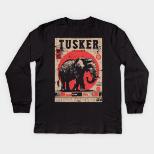 Tusker Elephant Brutalist Wildlife Art Kids Long Sleeve T-Shirt