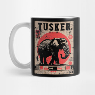 Tusker Elephant Brutalist Wildlife Art Mug