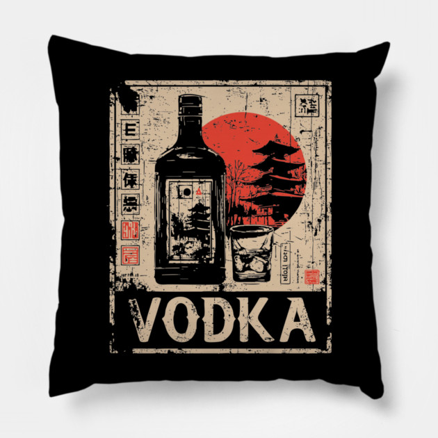 Vodka Glass Japanese Bar Poster Pillow by TuncGK