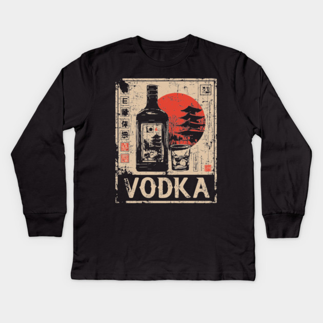Vodka Glass Japanese Bar Poster Kids Long Sleeve T-Shirt by TuncGK