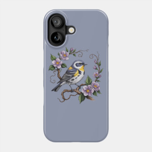 Yellow-Rumped Warbler Among Lilac Blossoms Phone Case