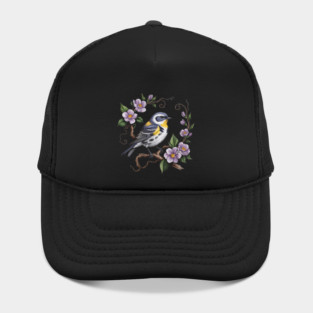 Yellow-Rumped Warbler Among Lilac Blossoms Hat