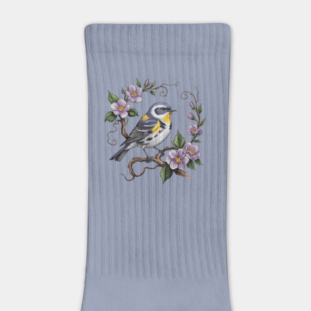 Yellow-Rumped Warbler Among Lilac Blossoms by BirdsnStuff