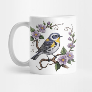 Yellow-Rumped Warbler Among Lilac Blossoms Mug