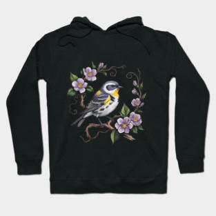 Yellow-Rumped Warbler Among Lilac Blossoms Hoodie