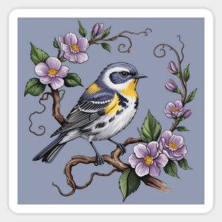 Yellow-Rumped Warbler Among Lilac Blossoms Magnet