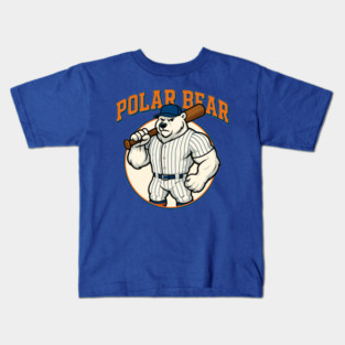 Polar Bear Power Baseball Mascot Kids T-Shirt