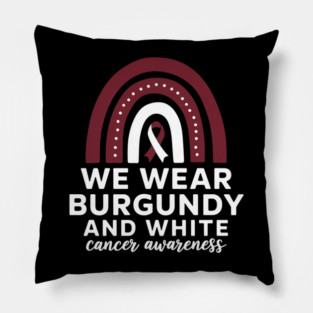 Ribbon Oral Head And Neck Cancer Burgundy And White Cancer Pillow