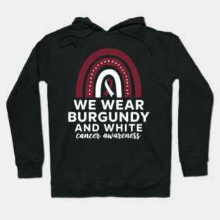 Ribbon Oral Head And Neck Cancer Burgundy And White Cancer Hoodie