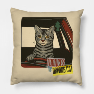 Toonces the Cat Behind the Wheel Pillow