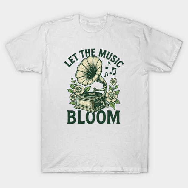 Let the Music Bloom. Light Floral Vinyl T-Shirt by filiposwear
