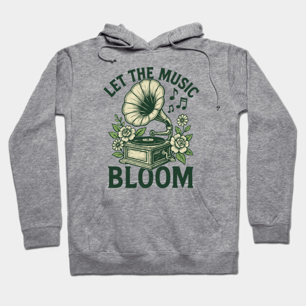 Let the Music Bloom. Light Floral Vinyl Hoodie by filiposwear