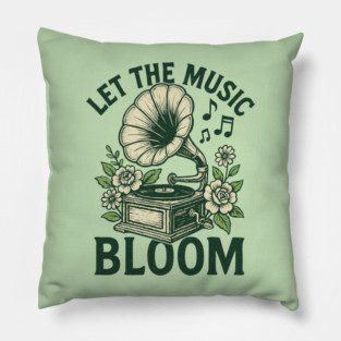 Let the Music Bloom. Light Floral Vinyl Pillow