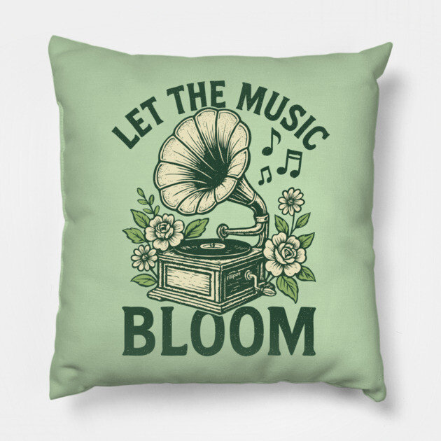 Let the Music Bloom. Light Floral Vinyl Pillow by filiposwear