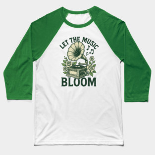Let the Music Bloom. Light Floral Vinyl Baseball T-Shirt