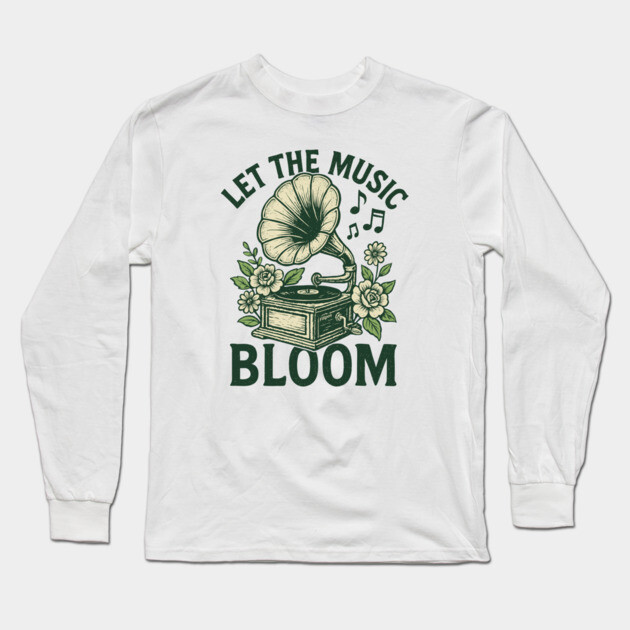 Let the Music Bloom. Light Floral Vinyl Long Sleeve T-Shirt by filiposwear