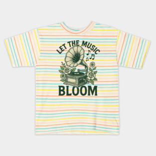 Let the Music Bloom. Light Floral Vinyl Kids T-Shirt