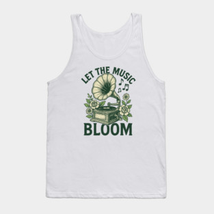 Let the Music Bloom. Light Floral Vinyl Tank Top