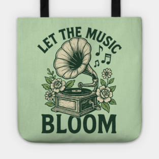 Let the Music Bloom. Light Floral Vinyl Tote
