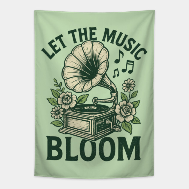 Let the Music Bloom. Light Floral Vinyl Tapestry by filiposwear