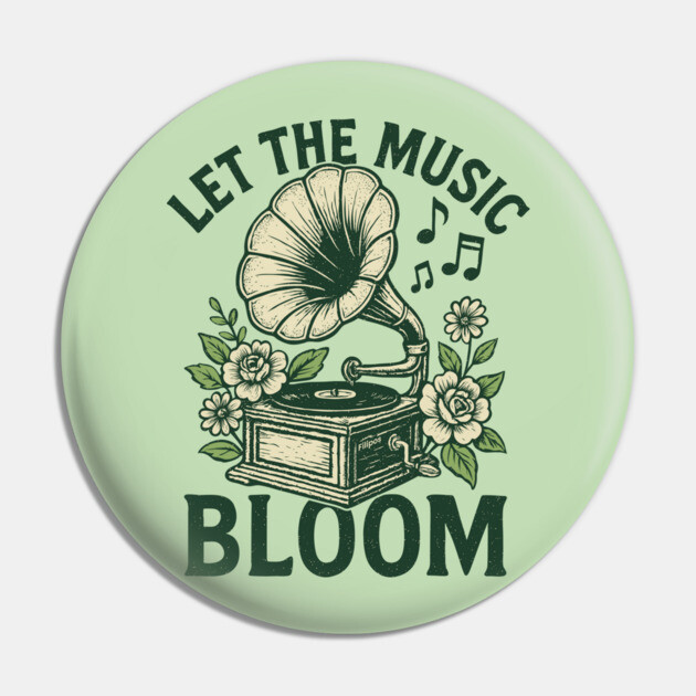 Let the Music Bloom. Light Floral Vinyl Pin by filiposwear
