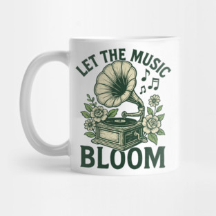 Let the Music Bloom. Light Floral Vinyl Mug