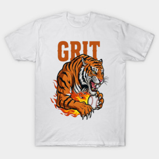 Grit Tiger Baseball Tee - Fierce Feline Fastball T-Shirt