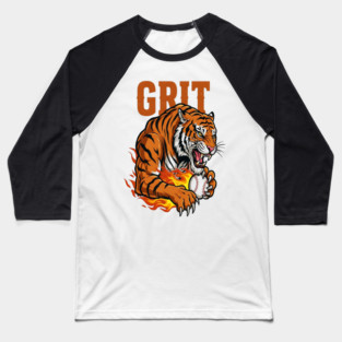 Grit Tiger Baseball Tee - Fierce Feline Fastball Baseball T-Shirt