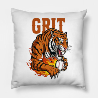Grit Tiger Baseball Tee - Fierce Feline Fastball Pillow
