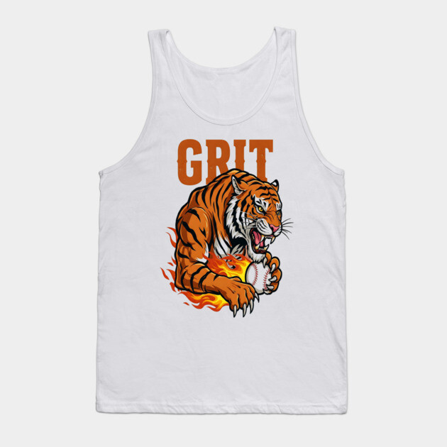 Grit Tiger Baseball Tee - Fierce Feline Fastball Tank Top by OUTFITPAW