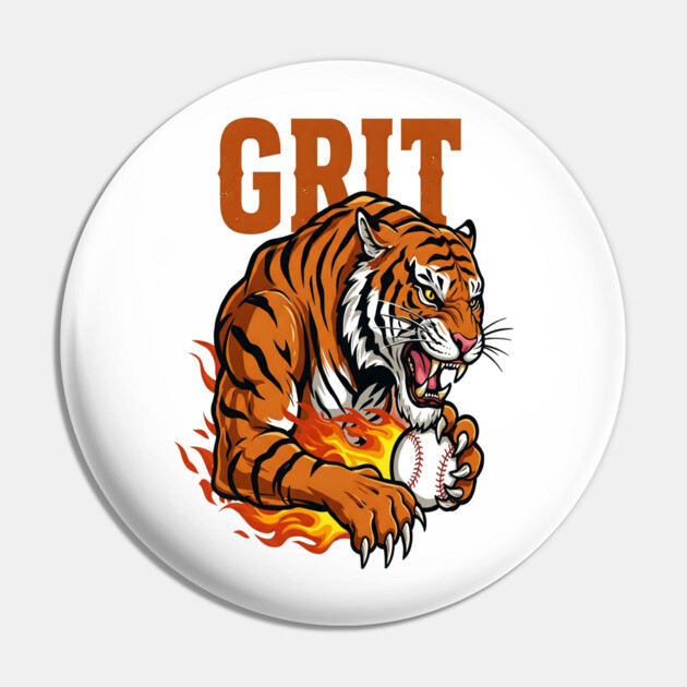 Grit Tiger Baseball Tee - Fierce Feline Fastball Pin by OUTFITPAW