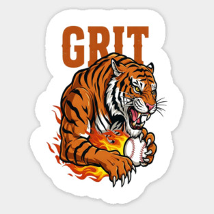 Grit Tiger Baseball Tee - Fierce Feline Fastball Magnet