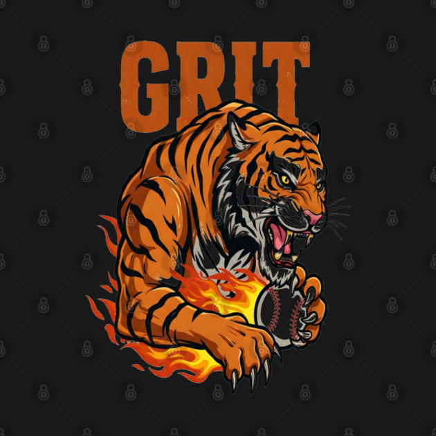 Grit Tiger Baseball Tee - Fierce Feline Fastball by OUTFITPAW