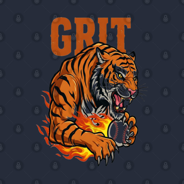 Grit Tiger Baseball Tee - Fierce Feline Fastball by OUTFITPAW