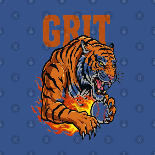 Grit Tiger Baseball Tee - Fierce Feline Fastball by OUTFITPAW