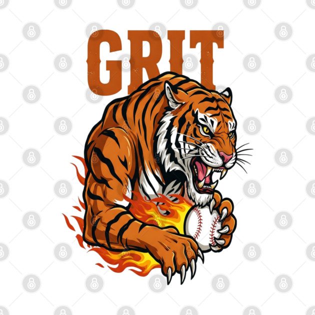 Grit Tiger Baseball Tee - Fierce Feline Fastball by OUTFITPAW